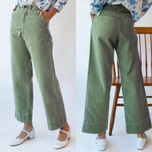 EUC Caron Callahan Greene Wide Leg Cotton Sailor Chino Pants Sage Green XS